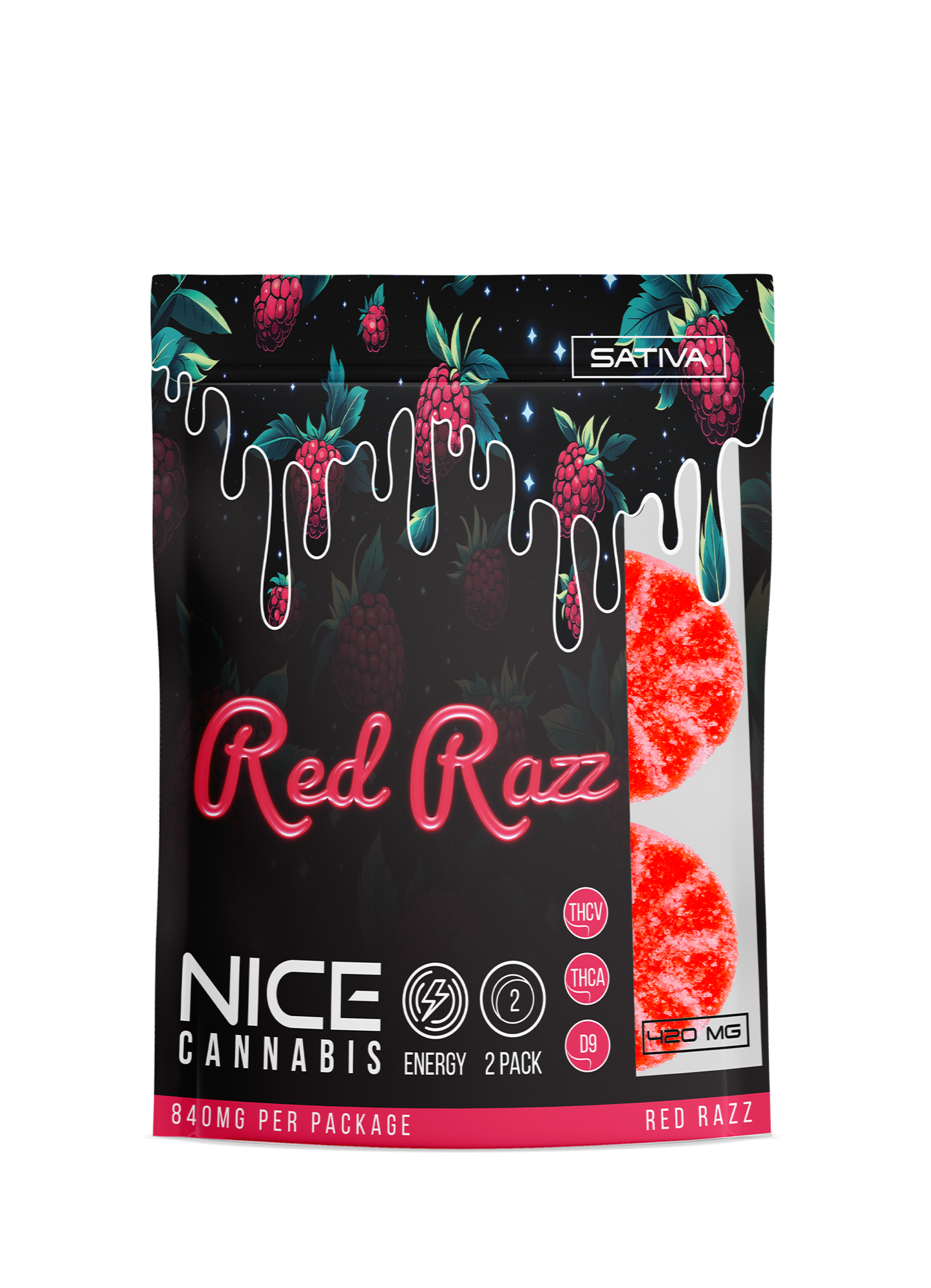 THCV, 2-Pack gummy, 420mg, Red Razz